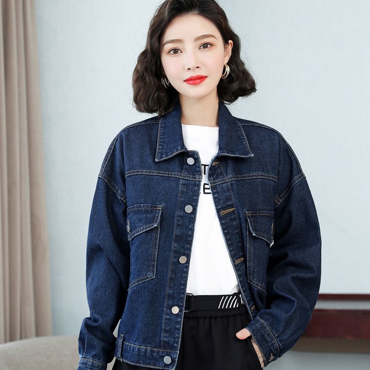 ANYOU 세미오버핏 데님 코트 여성 청자켓 데님 코트