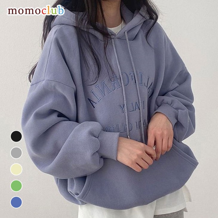 모모클럽 여성 기모 후드티 오버핏