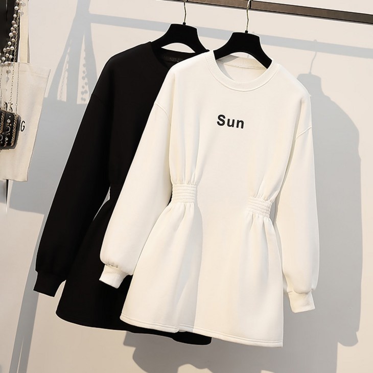 Asure 맨투맨원피스 빅사이즈 A라인 미니원피스 데일리 하객원피스