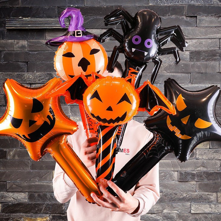 할로윈풍선 막대 스틱풍선 핸드벌룬 풍선(Halloween hand stick monster balloon) 10개 1SET, 골드스타10장
