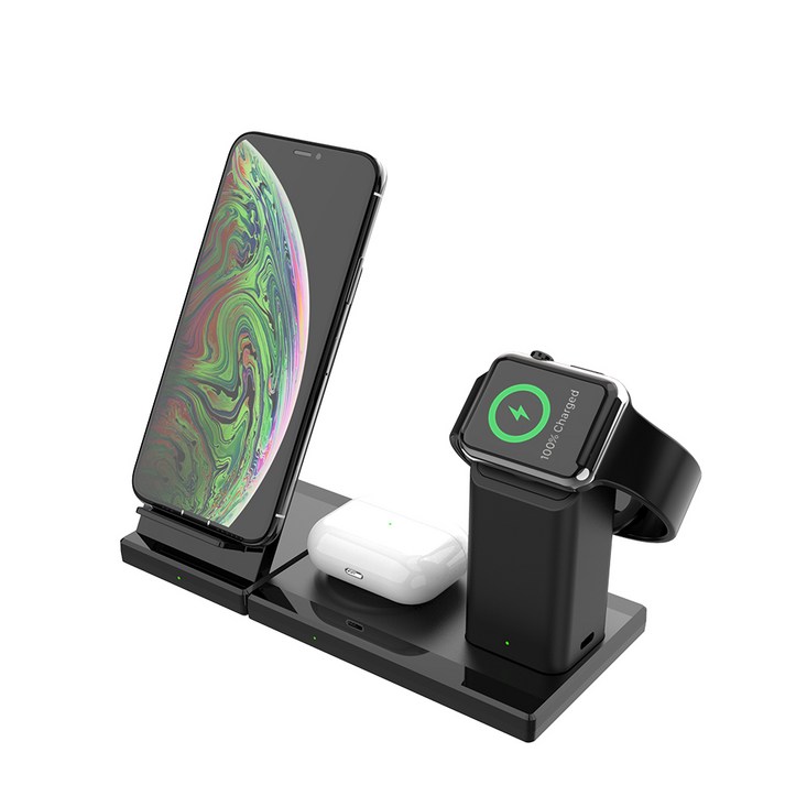 아이논 3 in 1 고속 무선충전 INWC510T, Black, 1개
