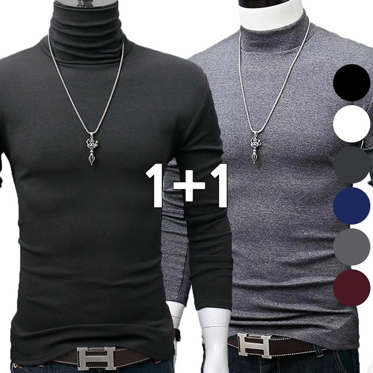 아이디티 남자 목폴라 11 2장기획세트남여공용 베이직 목티 터틀넥 목폴라티 국내생산