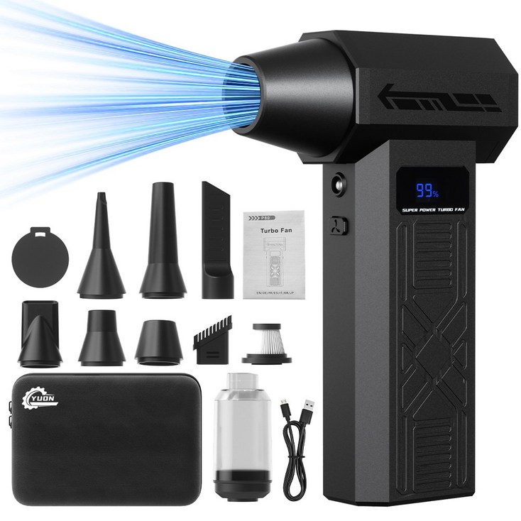 YUON 차량용 무선 청소기 BLDC 에어건 차량용 무선 휴대용 진공 실내 자동차단일상품