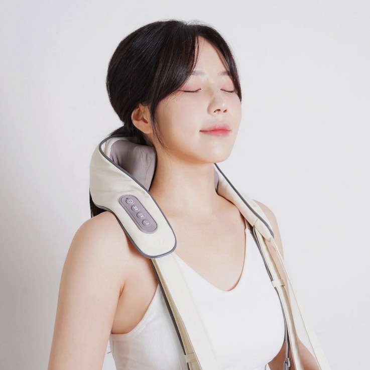 클로 넥앤프로 무선 목 어깨 마사지기 안마기 기계 허리 승모근 지압기, CLOER4001, 베이지