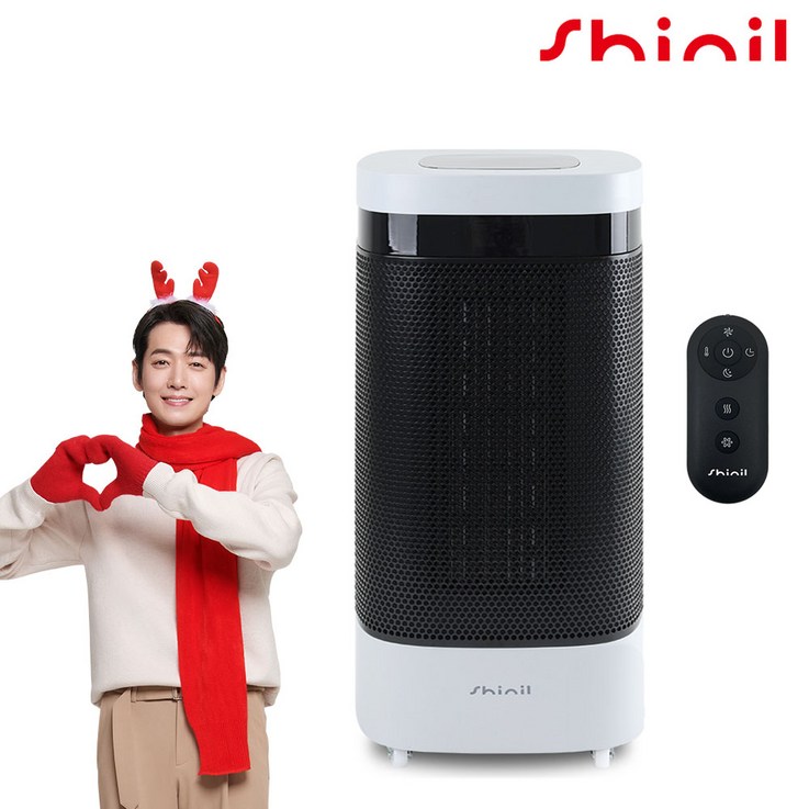 BEST 무료배송 당일출고 신일 이동식 초강력 3000W PTC 전기 온풍기 전용 리모컨 3초 즉각발열 전기히터 색상 옵션선택, 화이트