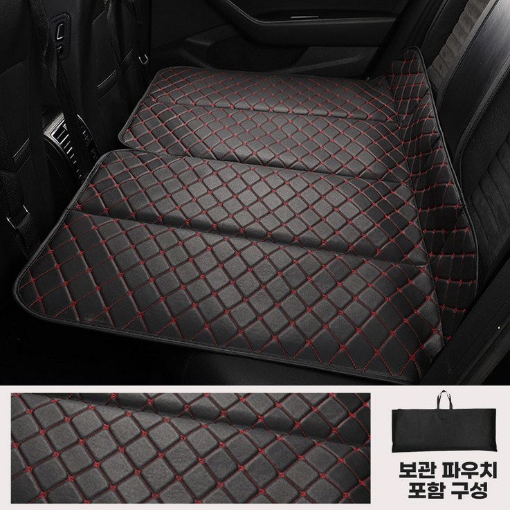 앙주 차량용 평탄화 뒷좌석 접이식 차박매트, 블랙레드