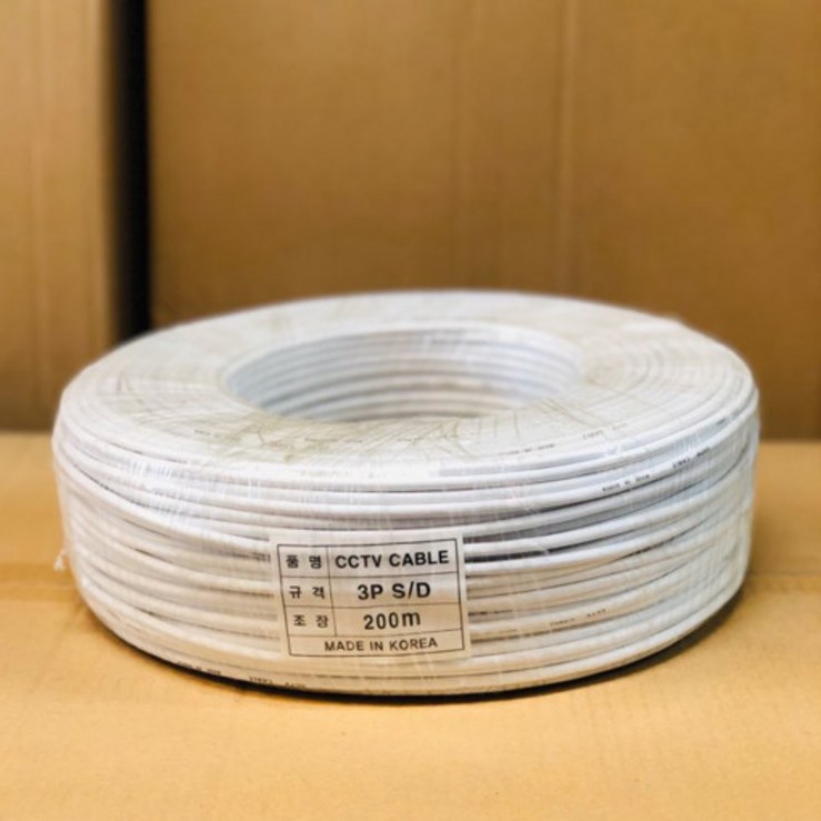 천지 cctv 영상 케이블 CCA 3C 백색 200M, 1개, CCTV CABLE 천지 cctv 영상 케이블 CCA 3C 백색 200M, 1개, CCTV CABLE