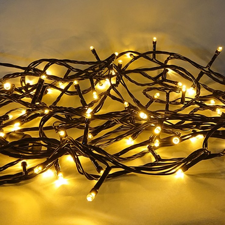 선세이브 LED 은하수 100구 검정선+정류기 세트 크리스마스 트리전구, 황색