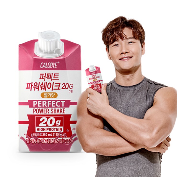 칼로바이 퍼펙트 파워쉐이크 20G 딸기맛 김종국 프로틴 음료 마시는 단백질 드링크, 24개, 250ml