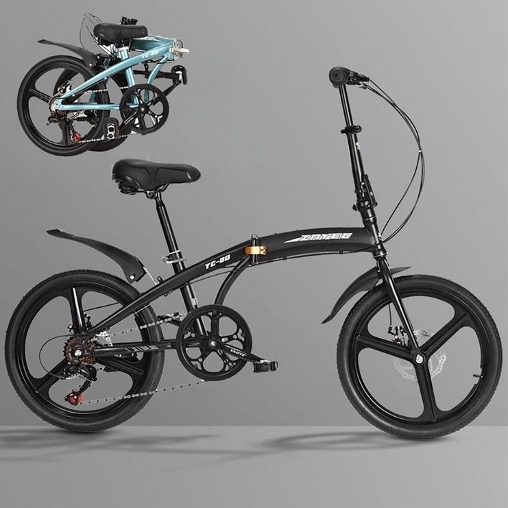 시에모 최신형 미니벨로 완조립 알루미늄 경량 접이식 폴딩 자전거 20인치