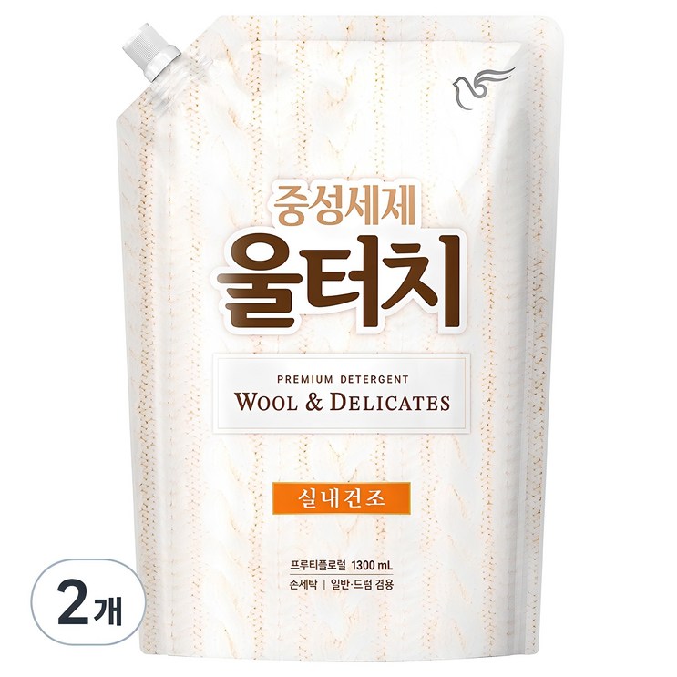 울터치 중성세제 프루티플로럴 리필, 1.3L, 2개 울터치 중성세제 프루티플로럴 리필, 1.3L, 2개