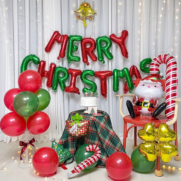 크리스마스 연말 쥬얼 풍선 홈 파티 장식 포토존 세트, 단일상품