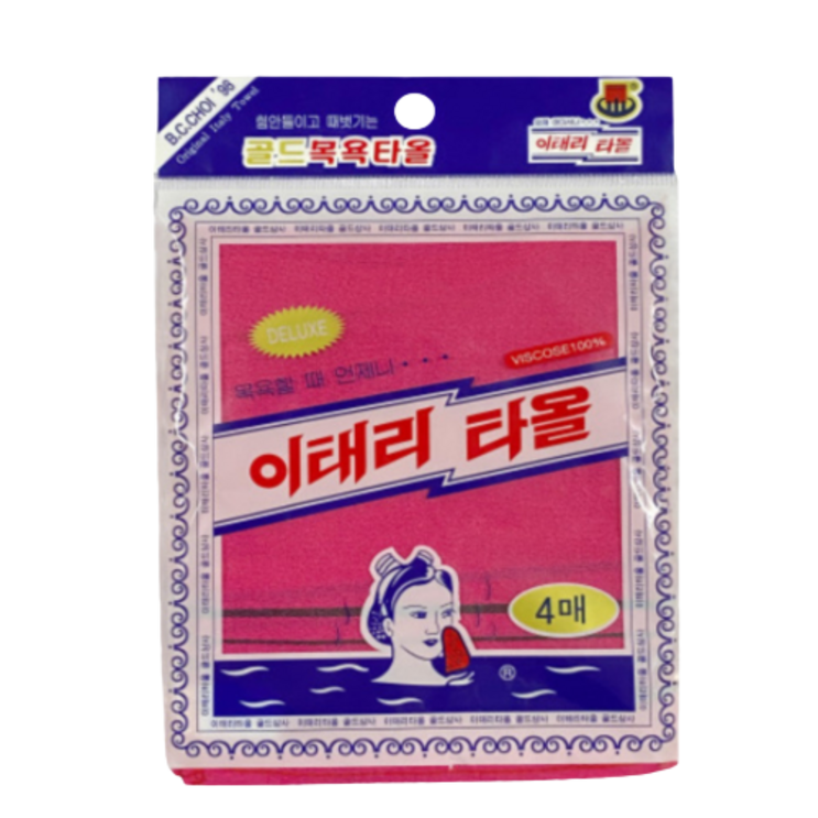 국내산 이태리 타올 4매 골드상사 목욕타올이태리타올 목욕타올국내생산, 레드, 4개입, 1개