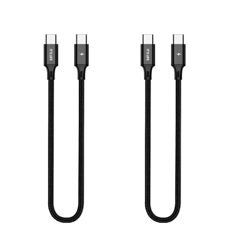 이츠라이프 칸쿤 USB C to C 고속 충전케이블 60W PD 2m, 블랙, 2개