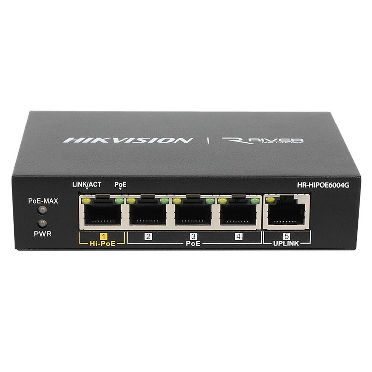 하이크비젼 4포트 1 Uplink 포트 기가비트 HiPOE 스위칭허브, HRHIPOE6004G 하이크비젼 4포트 1 Uplink 포트 기가비트 HiPOE 스위칭허브, HRHIPOE6004G