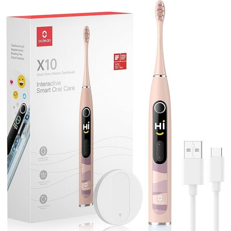 공식수입 한글버전오클린 Oclean X 10 음파 초음파 전동 진동 칫솔, X10PINK, 1개