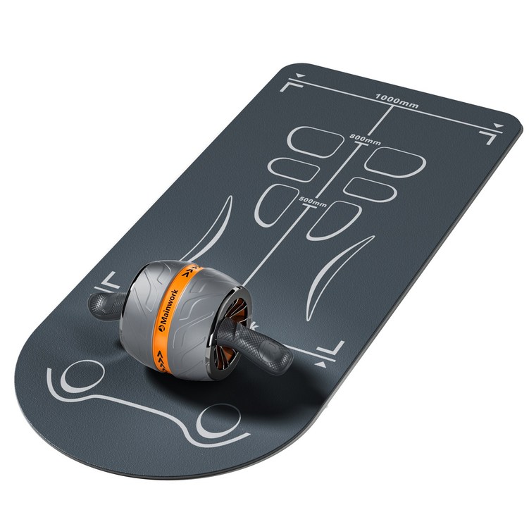 Mainwork ab 슬라이드 매트 소음차단 5.5mm 헬스 스포츠 논슬립 홈트운동 층간소음방지 바닥보호 요가 매트휴대용 스트랩, 차콜