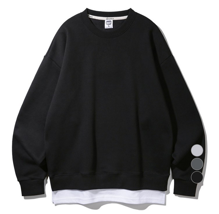 앨빈클로 남녀공용 레이어드 기모 오버핏 맨투맨 MAR884