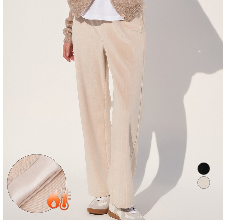 ELLE PARIS 여성용 속기모 코듀로이 벨벳 와이드 밴딩 팬츠