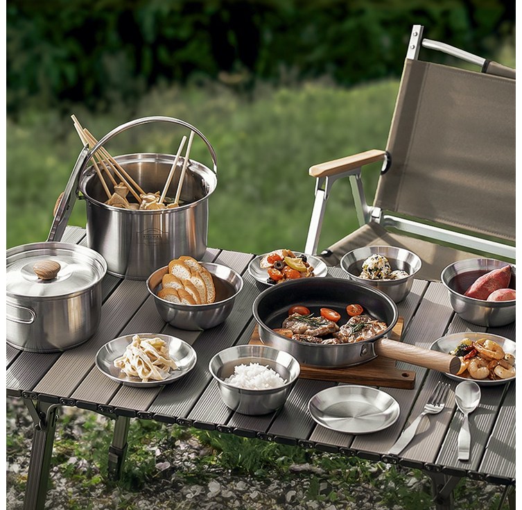 슈맥스 스테인리스 스틸 캠핑 코펠 12종 세트, 1개