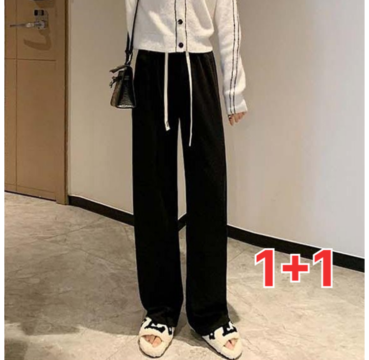 루아 11 겨울 편한 여성 와이드 밴딩 팬츠 따뜻한 기모바지