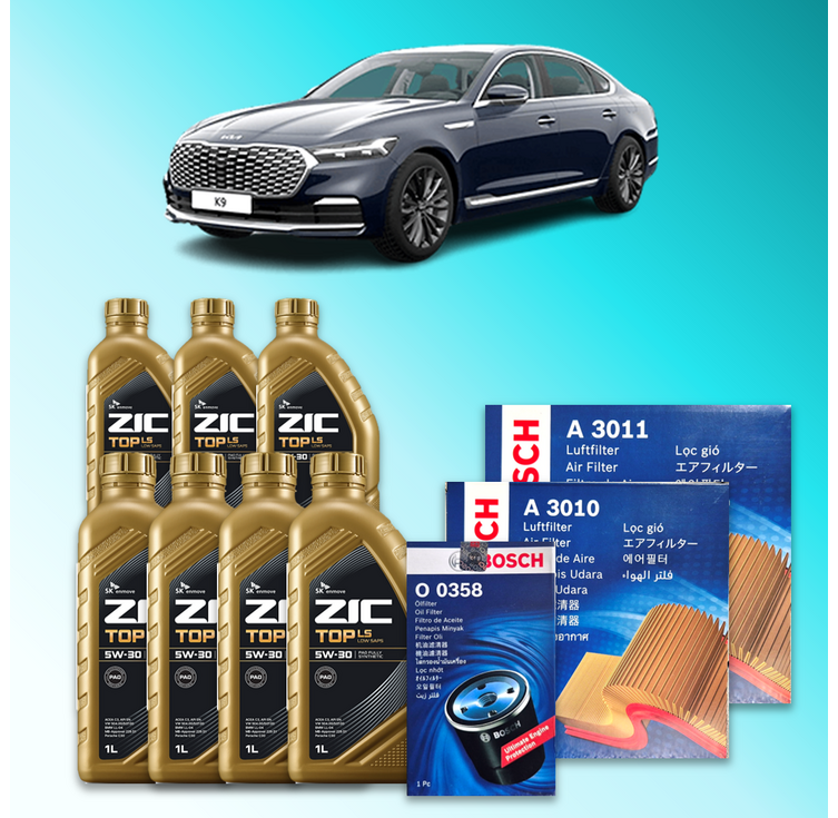더 뉴 K9 RJ 3.3터보 가솔린 엔진오일세트 SK 지크 탑 LS 5W30 ZIC TOP LS
