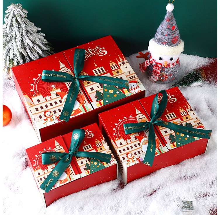 랑랑랜드 크리스마스 원터치 슬립 양문형 고급 리본 선물박스