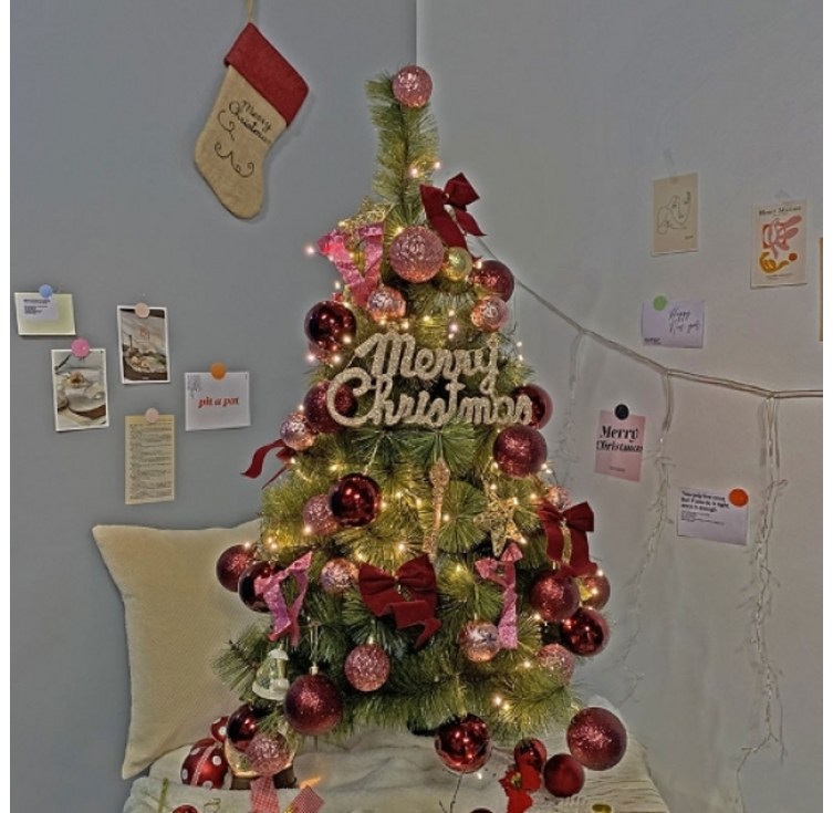 비솜 크리스마스 고급파인트리120cm세트(미리내전구 200P 지네전구 포함) - 더블유와이몰