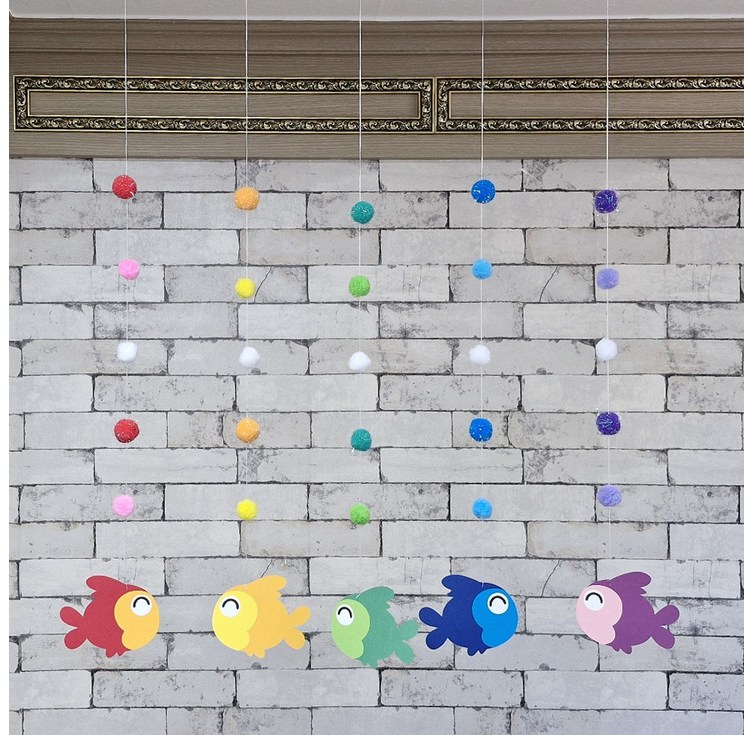 폼폼 물고기 모빌 세트 어린이집 유치원 카페 초등학교 천장장식 봄 여름
