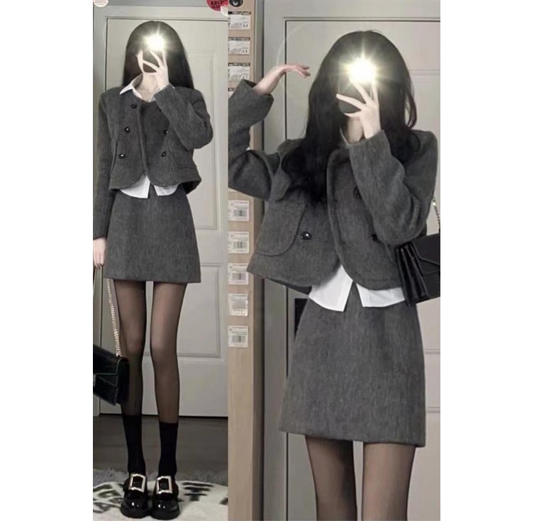 COSYEVNO 여성 세트 겨울 자켓스커트 기질 슬림핏 투피스 GT1413