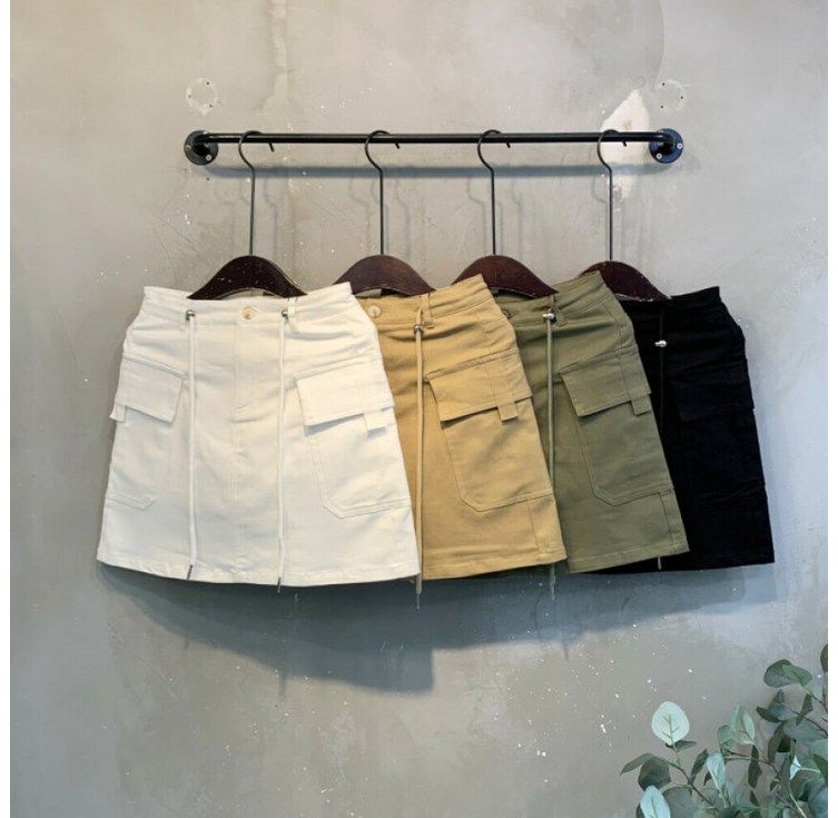 씨샵인더룸  에퍼 지퍼 2가지 길이 카고스트링 미니스커트 4color