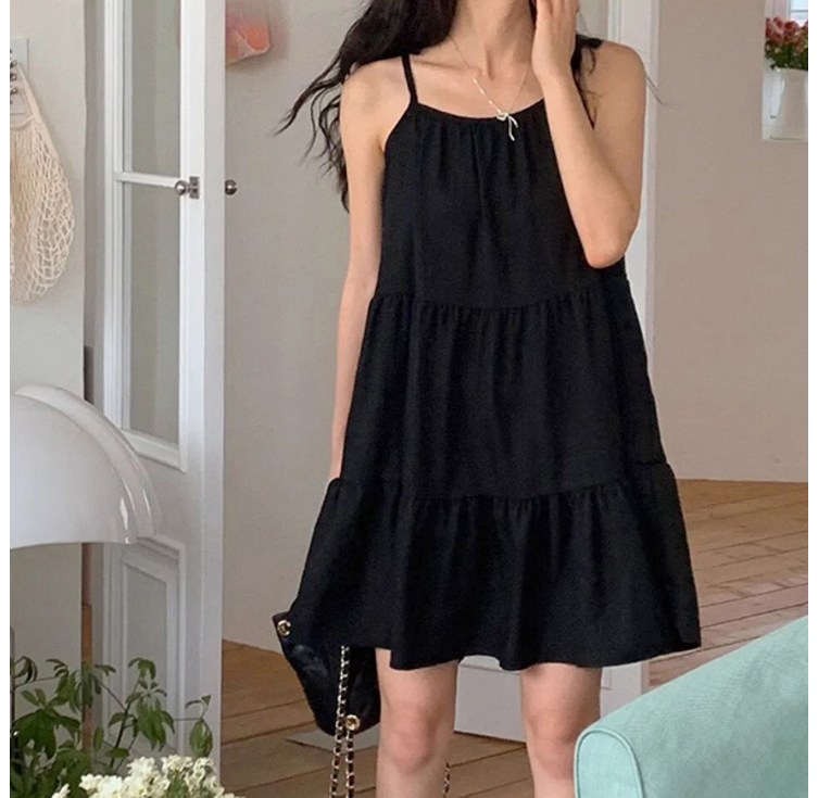 라라홀리 루즈핏 캉캉 플레어 베이직 리본끈 나시 원피스