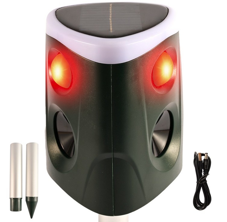 360도 초음파 태양열 충전 야생동물 퇴치기 LED 경보음 kc인증 멧돼지 고라니, 360도 버전
