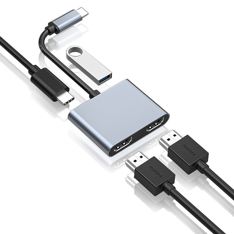 아모란나 4in1 C타입 듀얼모니터 HDMI 멀티 USB 허브 분배기 4K, 혼합색상 아모란나 4in1 C타입 듀얼모니터 HDMI 멀티 USB 허브 분배기 4K, 혼합색상