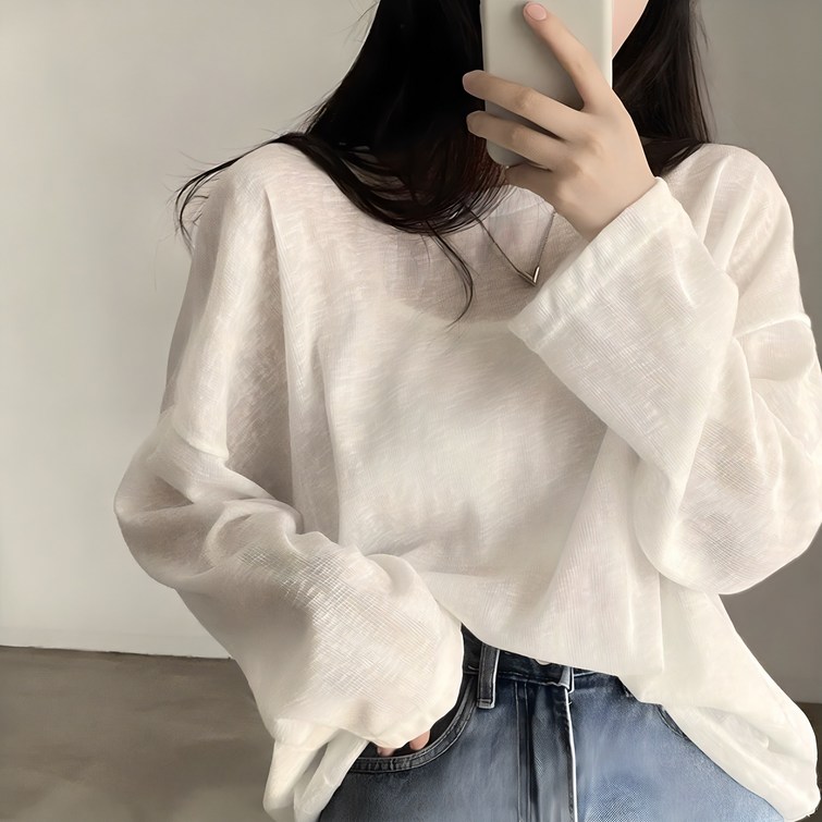 쪼예 자외선차단 여리 루즈핏 얇은 긴팔 티셔츠 쪼예 자외선차단 여리 루즈핏 얇은 긴팔 티셔츠