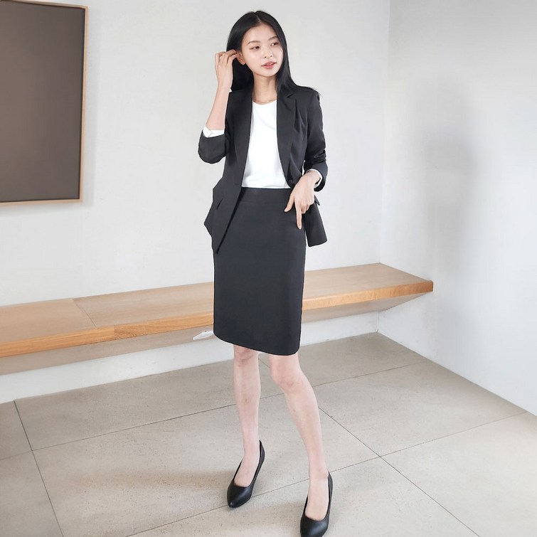 여자 면접 치마 정장 셋트 투피스 셋업 빅사이즈 검정색 가성비세트